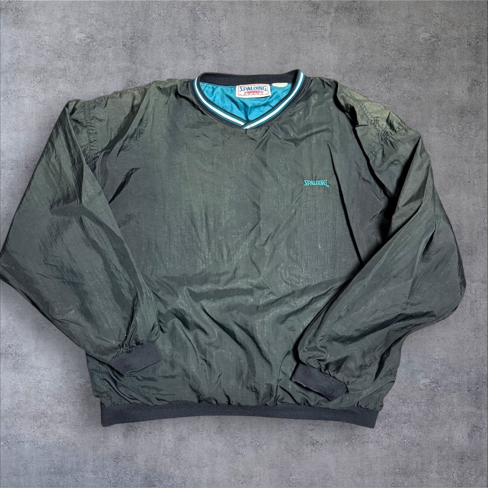 VIntage 90s Pullover‎ Windbreaker Black Spalding Mens XXL Distressed